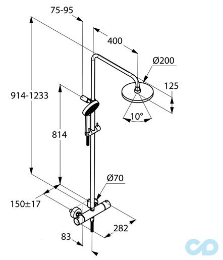 креслення Душова система з термостатом Kludi A-QA 6609505-00