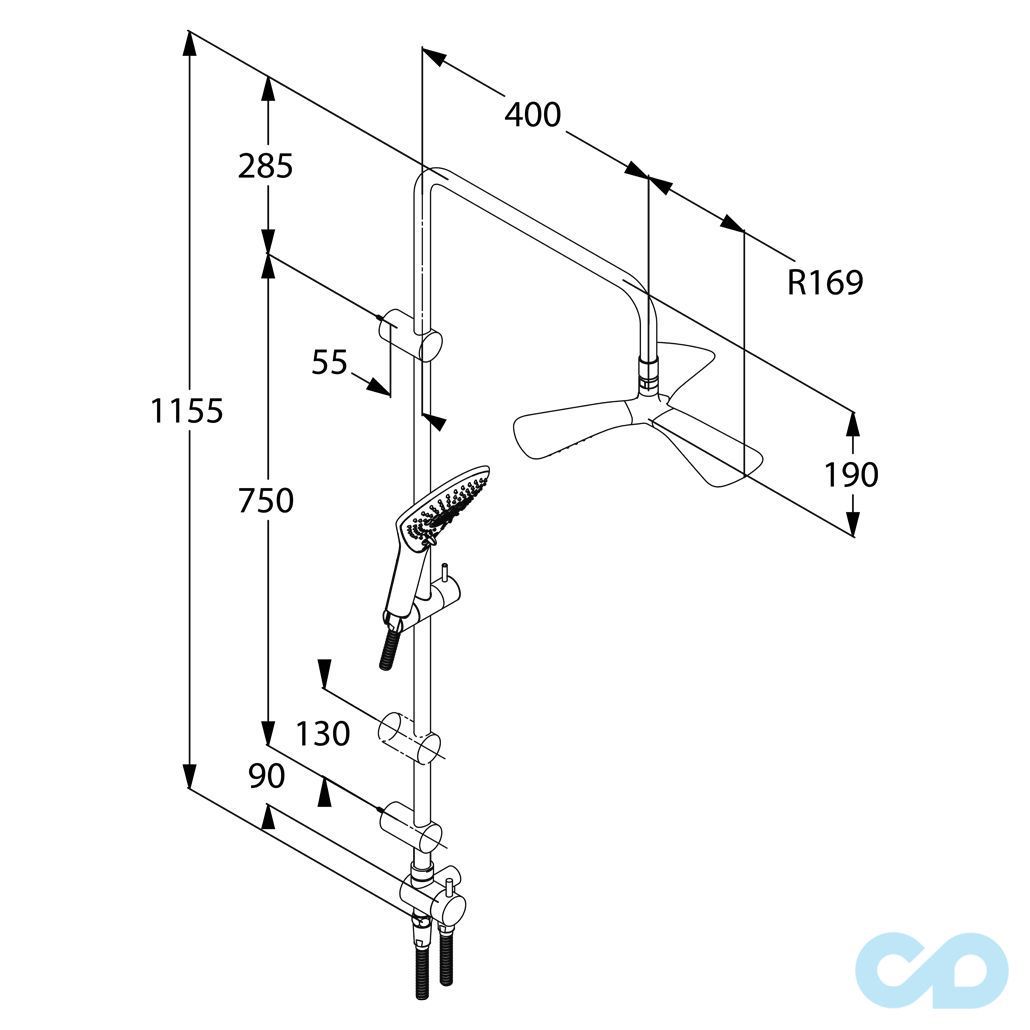 креслення Душова система Kludi Fizz 6709305-00