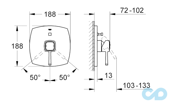 креслення Змішувач для душа Grohe Grandera 19932000