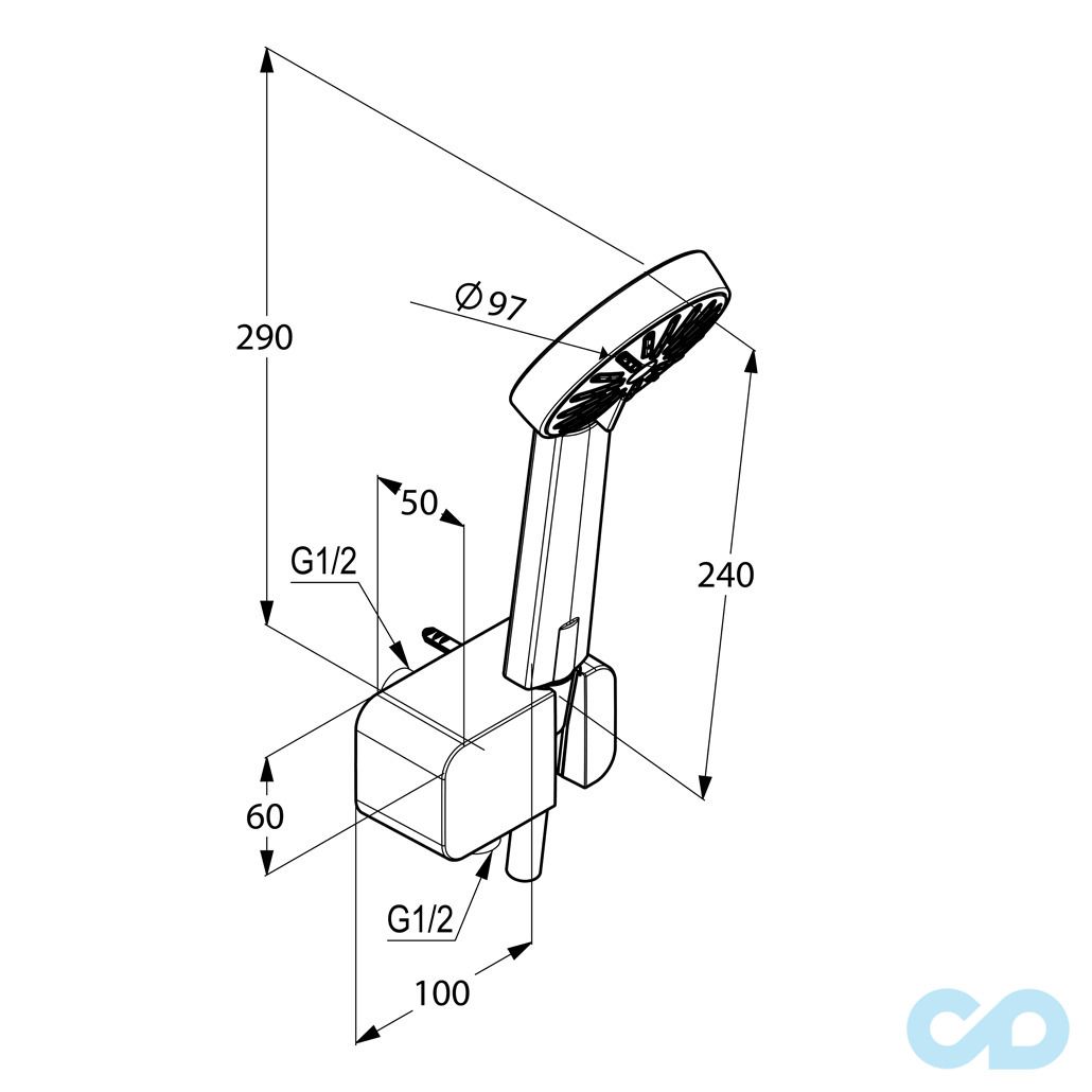 креслення Душовий гарнітур для ванни Kludi A-QA 6567005-00