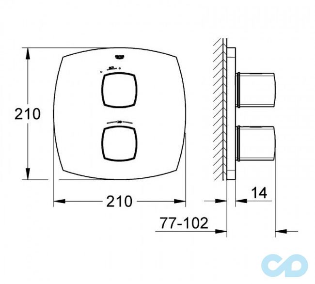 креслення Термостат для душа Grohe Grandera 19934IG0