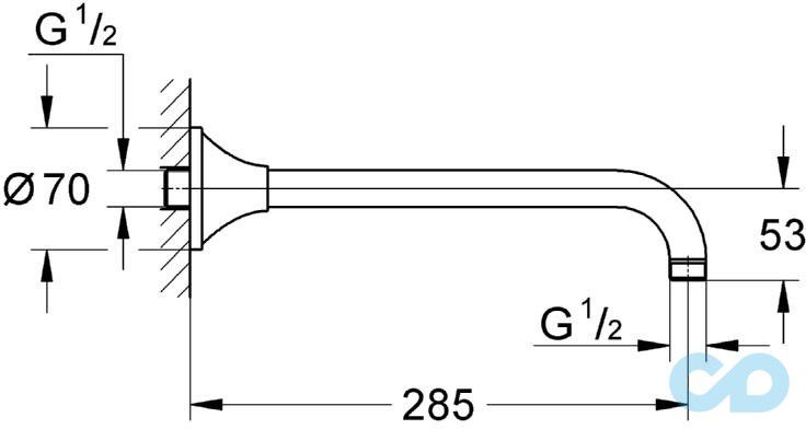 креслення Тримач верхнього душа Grohe Grandera 27986000