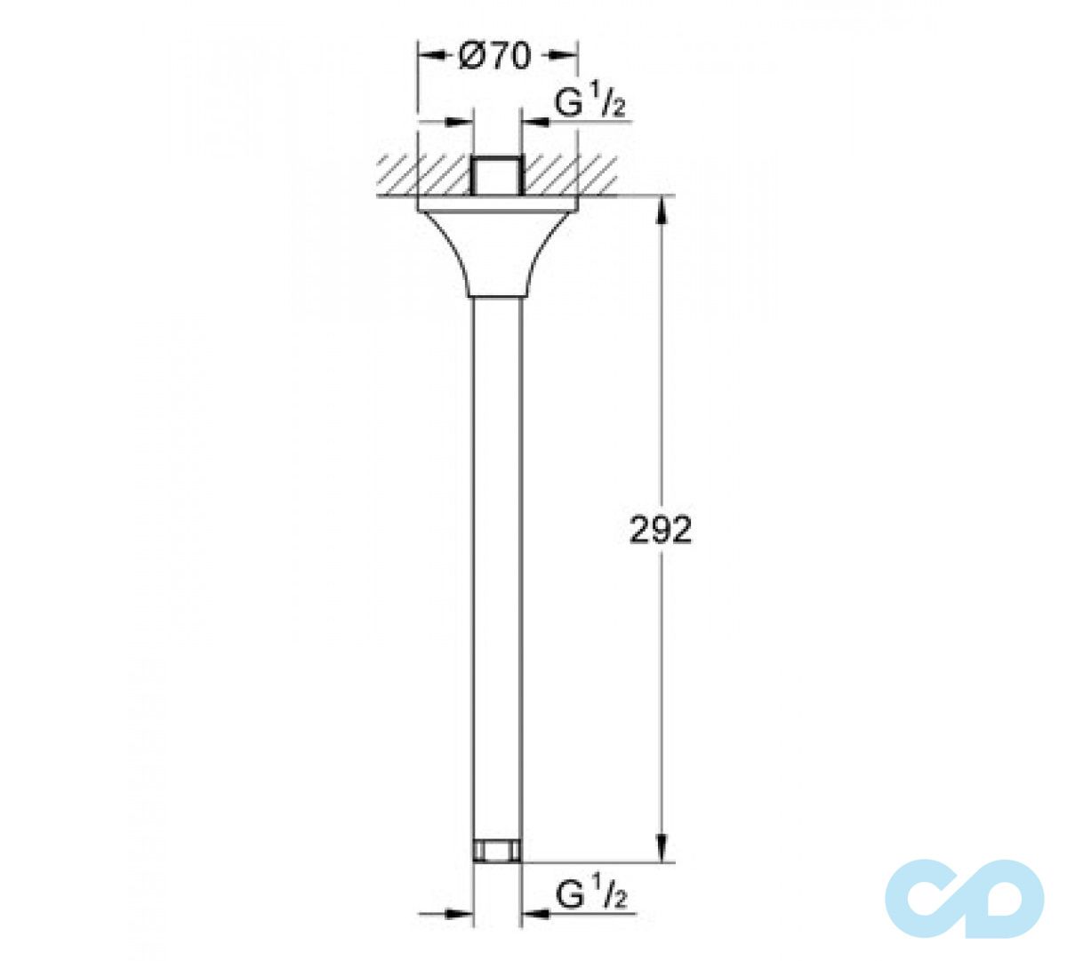 креслення Тримач верхнього душа Grohe Grandera 27982IG0