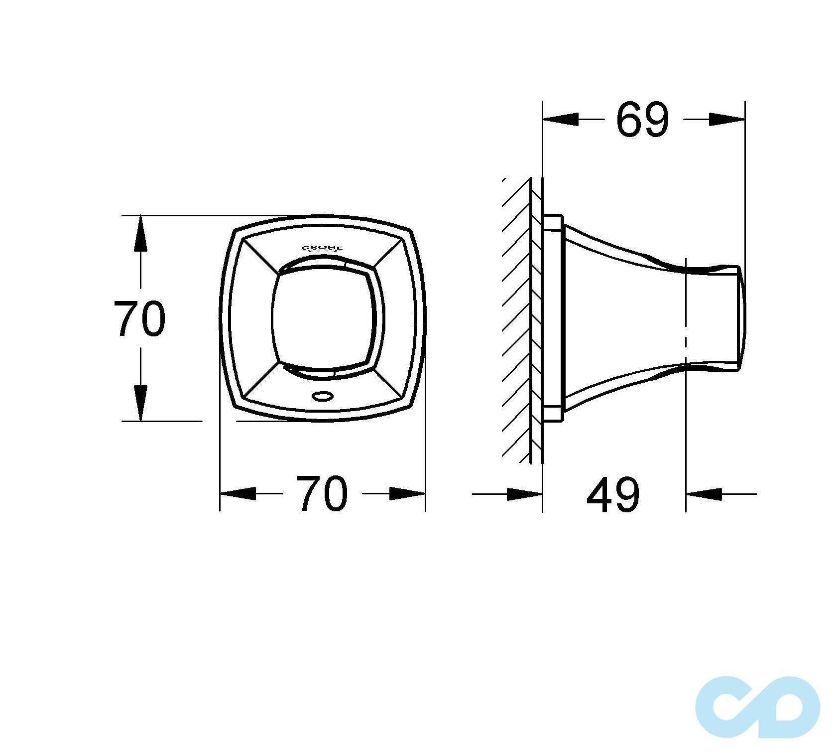 креслення Тримач ручного душу Grohe Grandera 27969000
