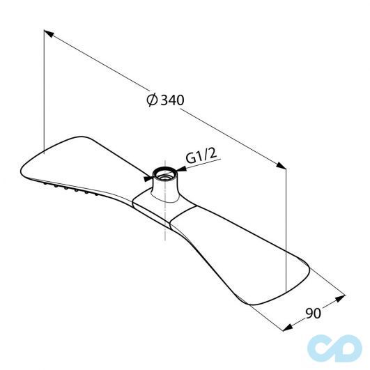 чертеж Верхний душ Kludi Fizz 6757505-00