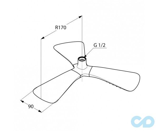 креслення Верхній душ Kludi Fizz 6757805-00