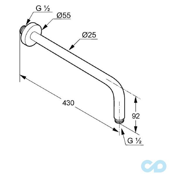 чертеж Душевой кронштейн Kludi A-QA 6651405-00