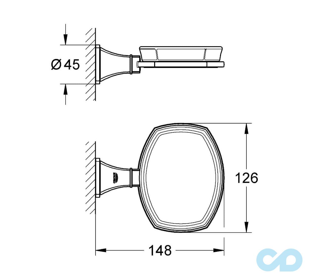 креслення Мильниця Grohe Grandera 40628000