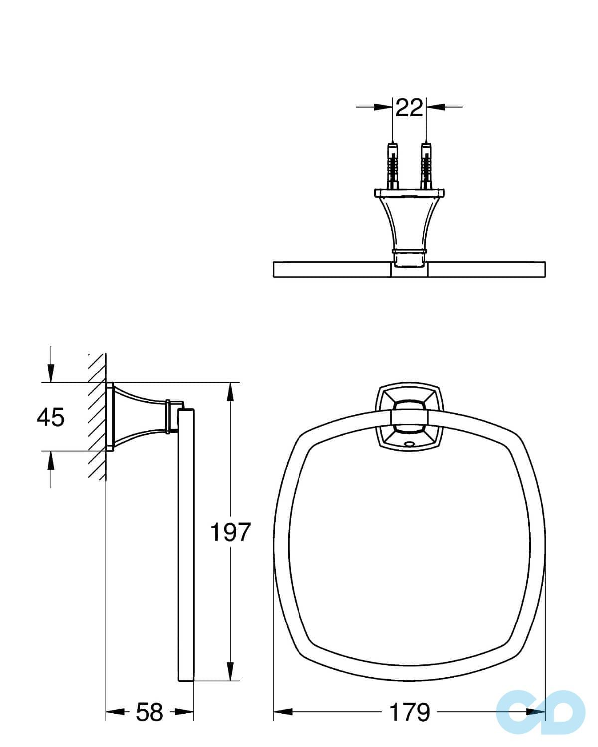 креслення Тримач Grohe Grandera 40630IG0