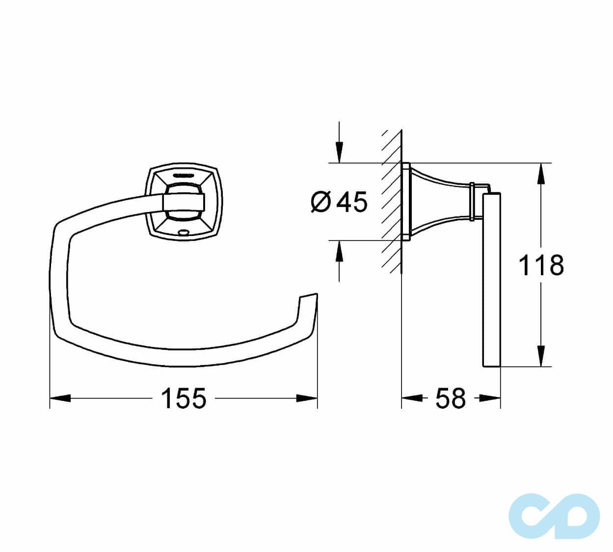 креслення паперотримач Grohe Grandera 40625IG0
