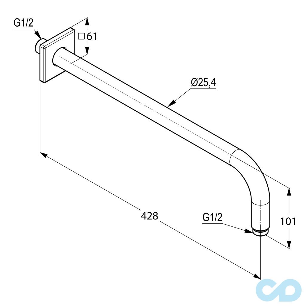 креслення Душовий кронштейн Kludi A-QA 6653405-00