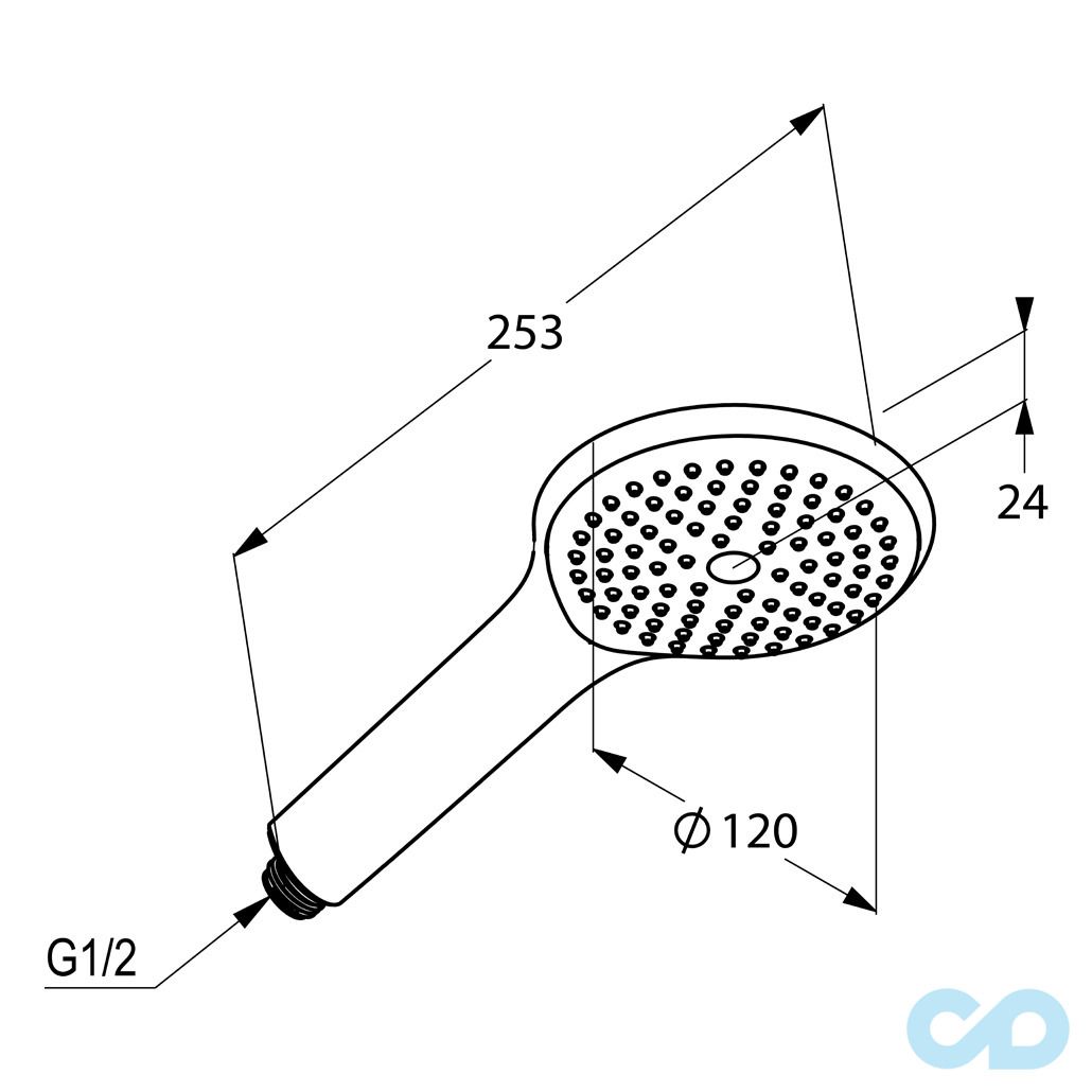 чертеж Душевая лейка Kludi Freshline 6780005-00