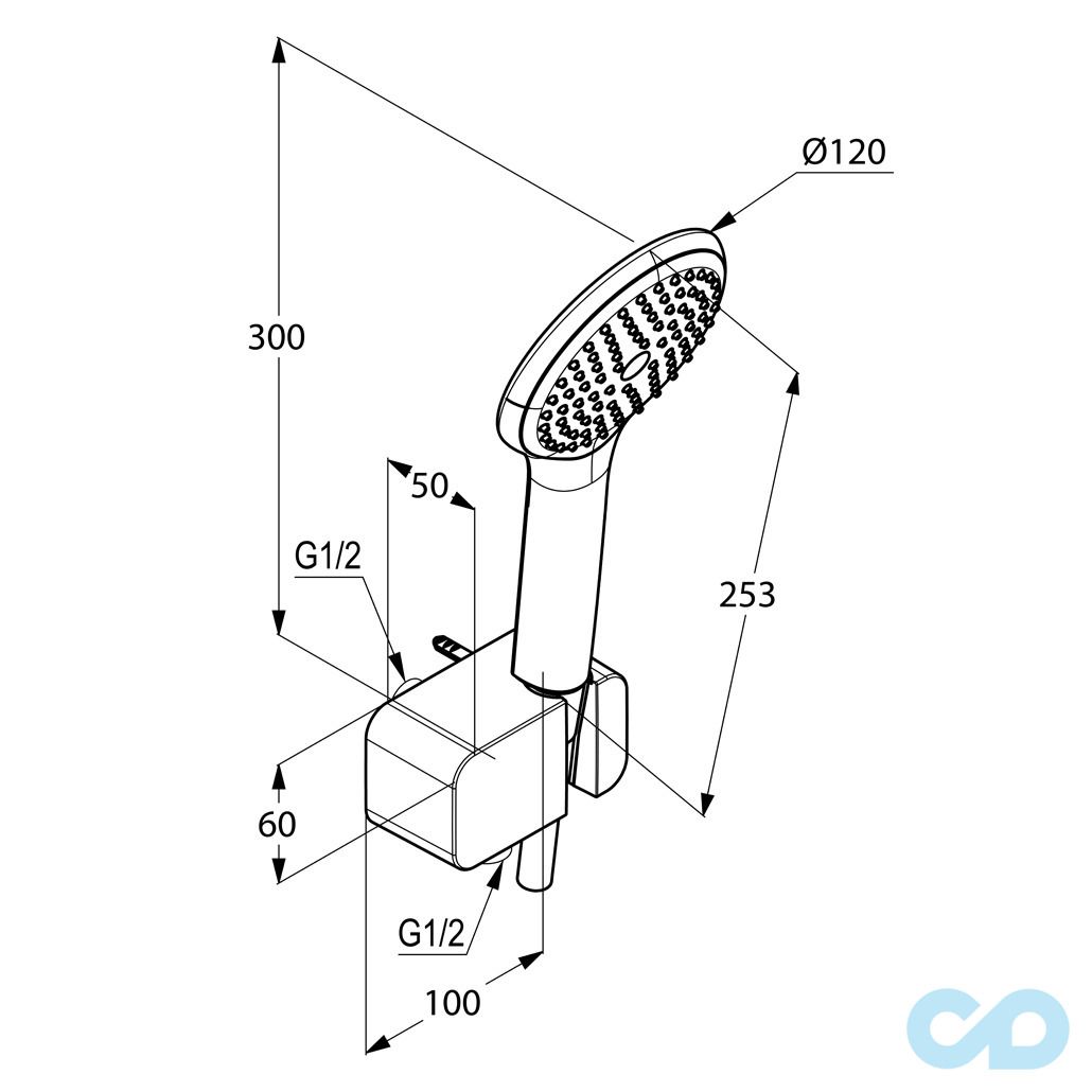 креслення Душовий гарнітур для ванни Kludi Freshline 6787005-00