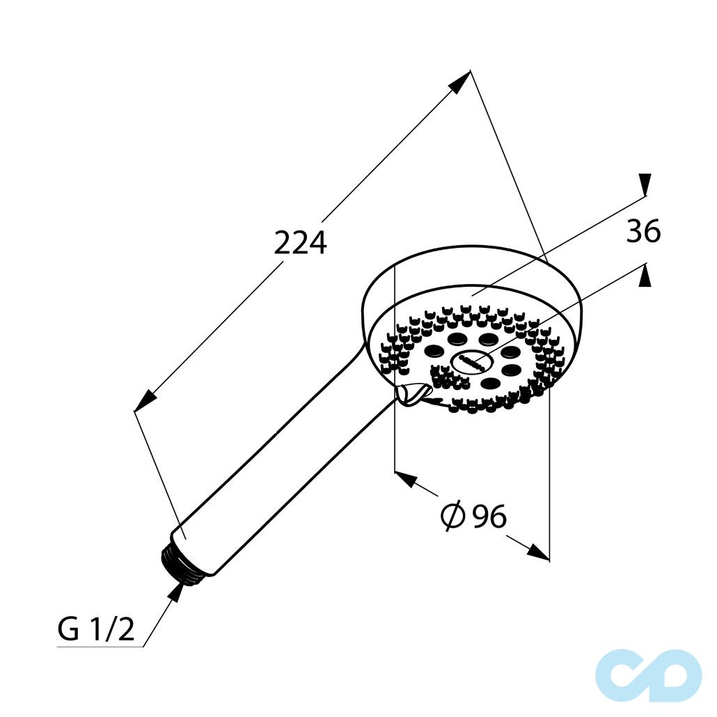 креслення Ручна душова лійка Kludi Logo 6830005-00