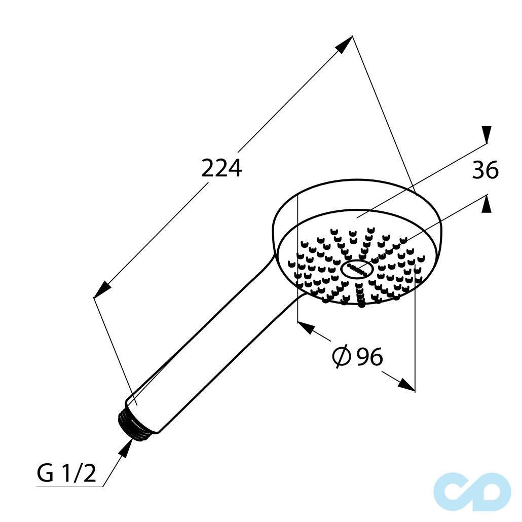 креслення Ручна душова лійка Kludi Logo 6810005-00