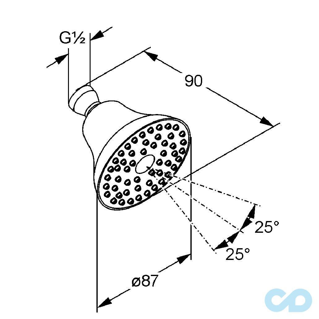 креслення Верхній душ Kludi A-QA 6219105-00