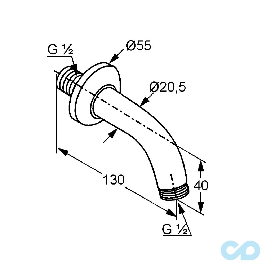 креслення Душовий кронштейн Kludi A-QA 6235305-00