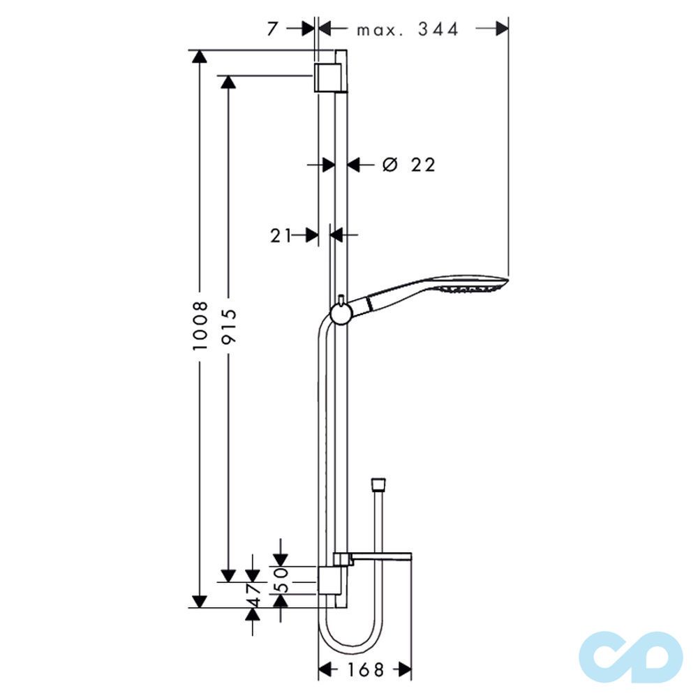 креслення Душовий набір Hansgrohe Raindance Select E 27857400