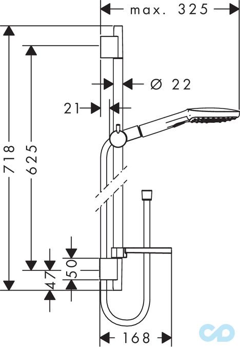 креслення Душовий набір Hansgrohe Raindance Select E 26622000