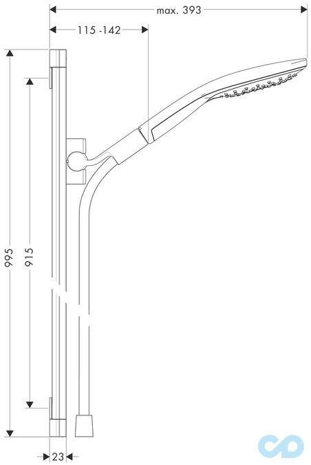 чертеж Душевой набор Hansgrohe Raindance Select S 26626400