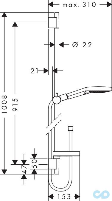чертеж Душевой набор Hansgrohe Raindance Select S 26631400