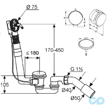 креслення Система наливу і зливу-переливу KLUDI 2120005N-00