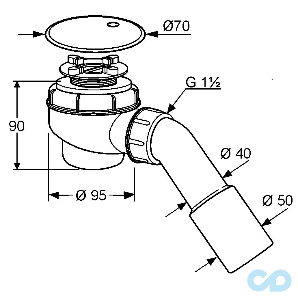креслення Зливний гарнітур Kludi Tasso 2105205-00