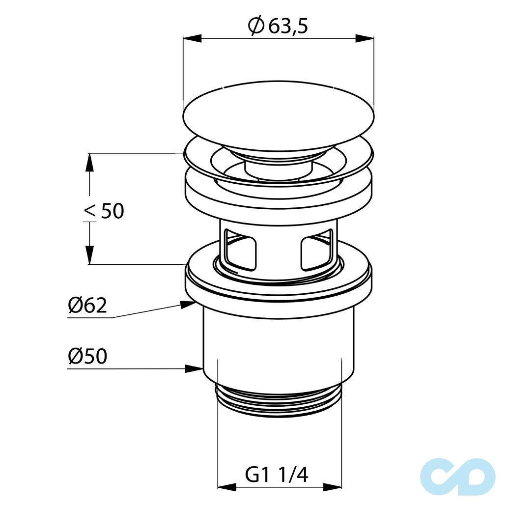 креслення закривати зливний вентиль Kludi 1042405-00