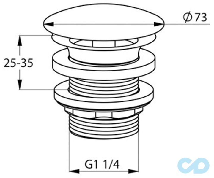 чертеж Сливной вентиль Kludi 1042805-00