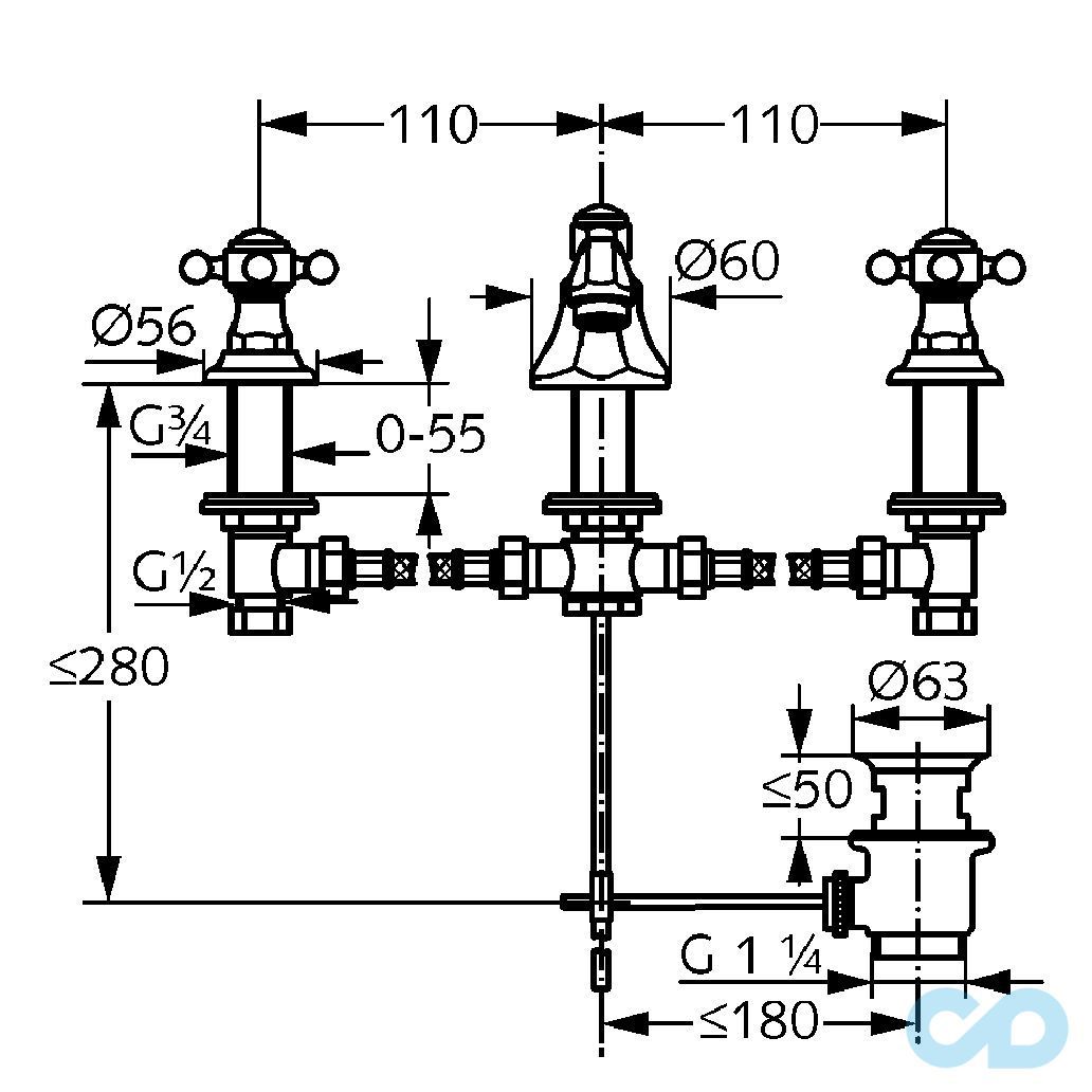 размер смеситель для раковины kludi adlon 510460520