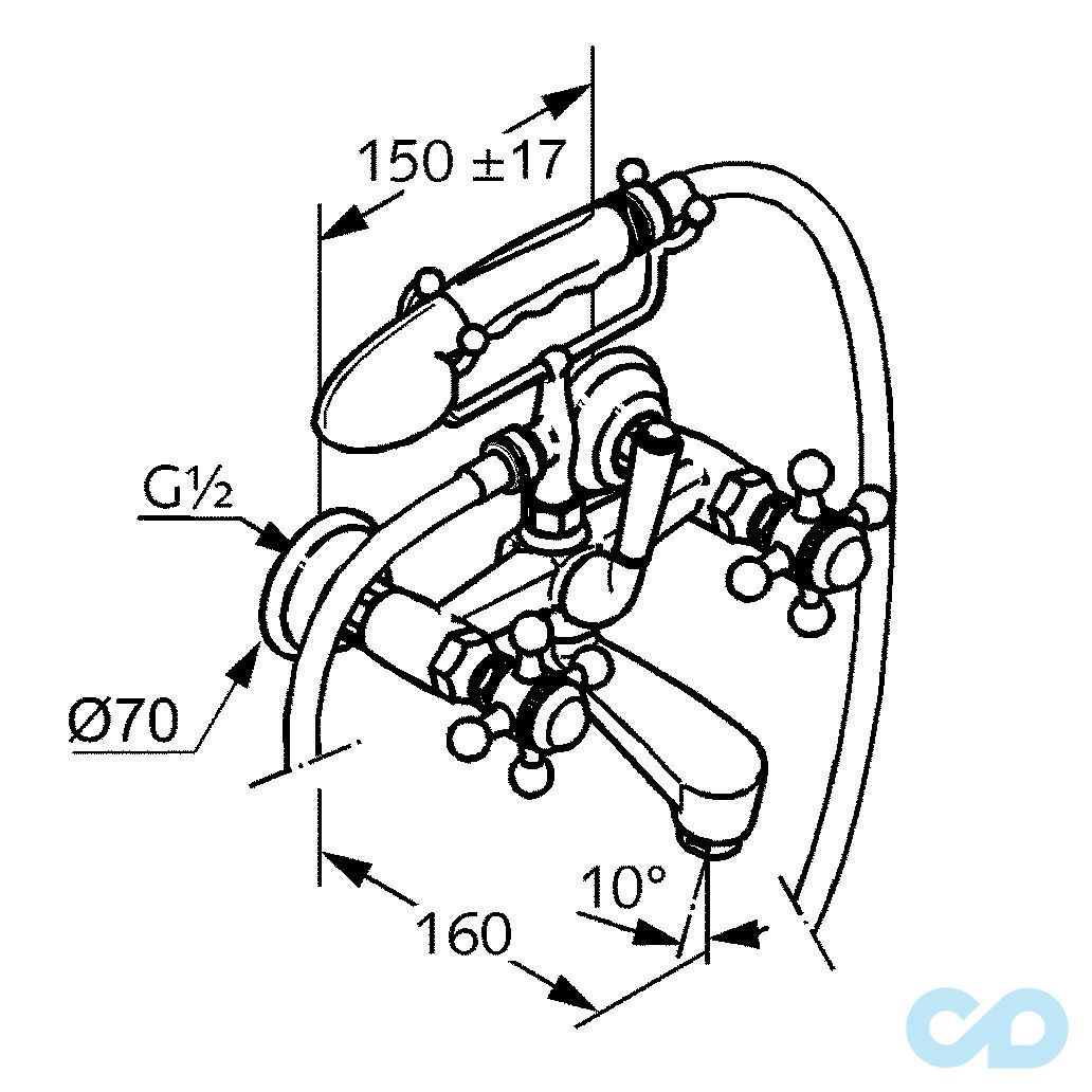 розмір змішувач для ванни і душа kludi adlon 514414520