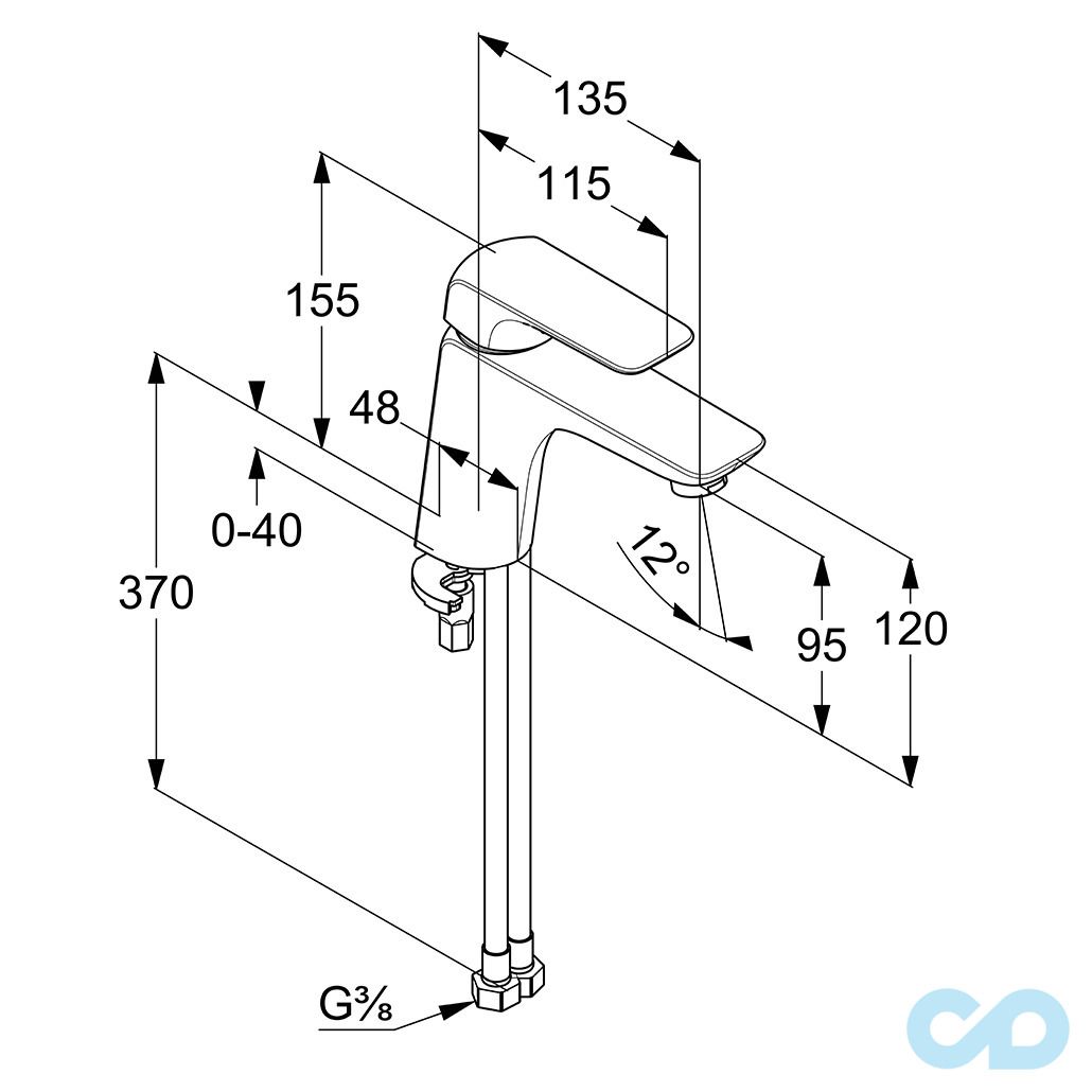 розмір змішувач для раковини kludi ameo 412760575