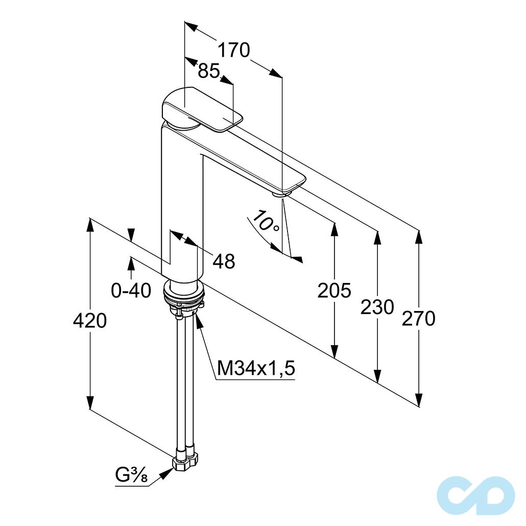 параметри змішувач для раковини kludi ameo 412960575