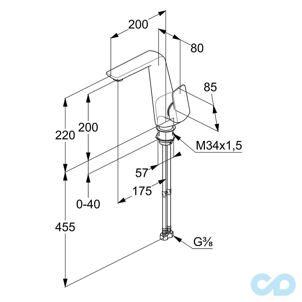 розмір змішувач для раковини kludi ameo 410240575