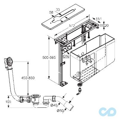 креслення Монтажний блок Kludi 7480200-00