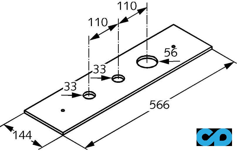 креслення Видима частина монтажної панелі Kludi 1602405