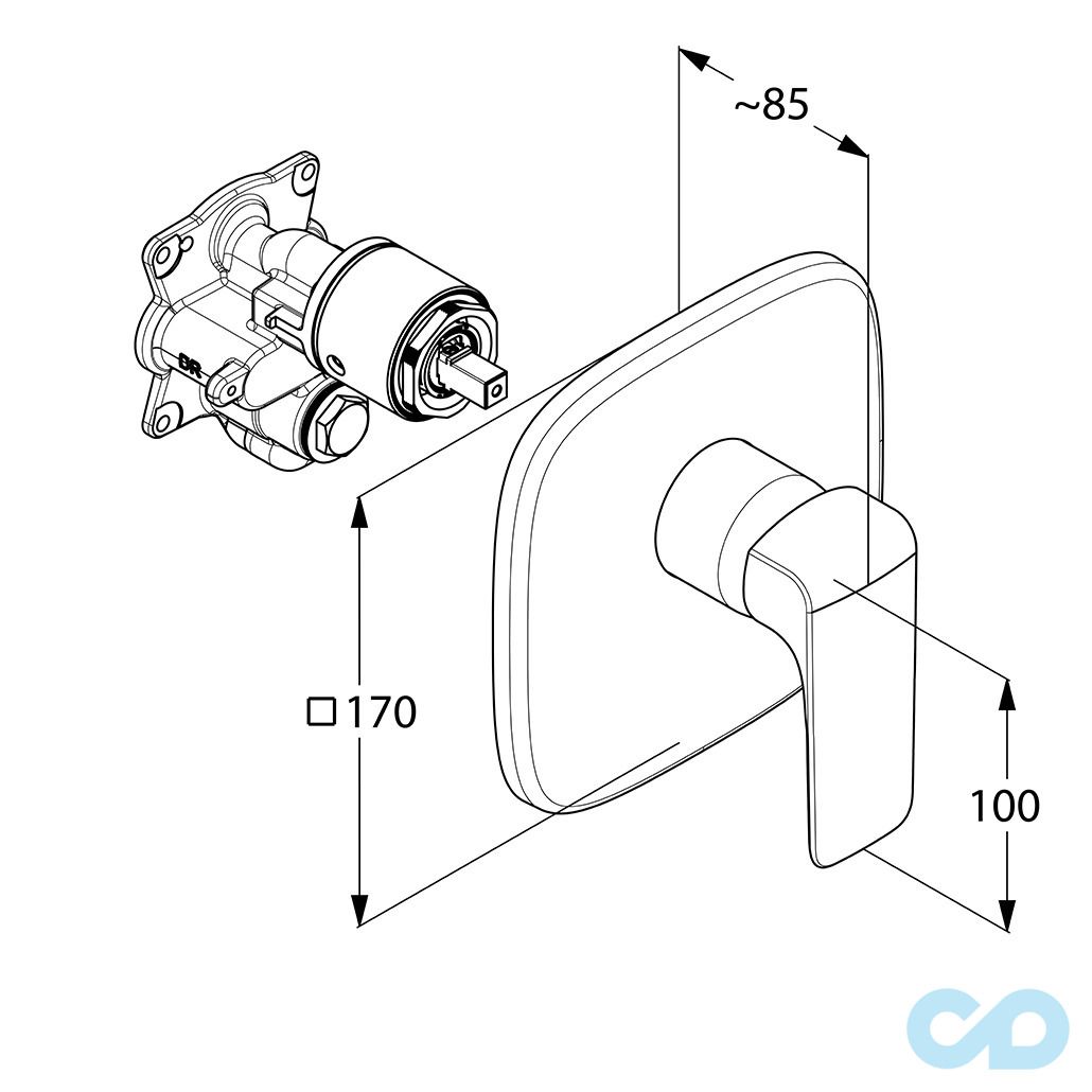 креслення Змішувач для душа Kludi Ameo 416550575