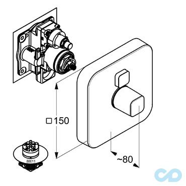 креслення Змішувач для душа Kludi Push 386010538