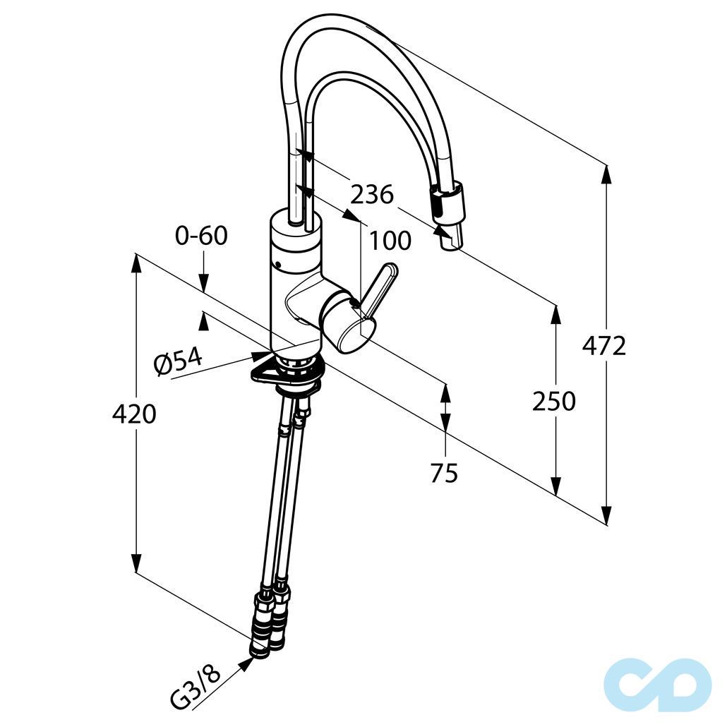 розмір електронний змішувач kludi e-go 422150575