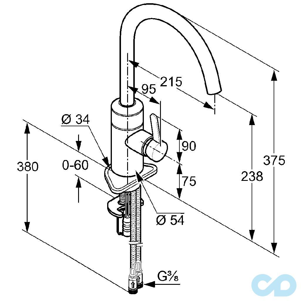 розмір електронний змішувач kludi e-go 422000575