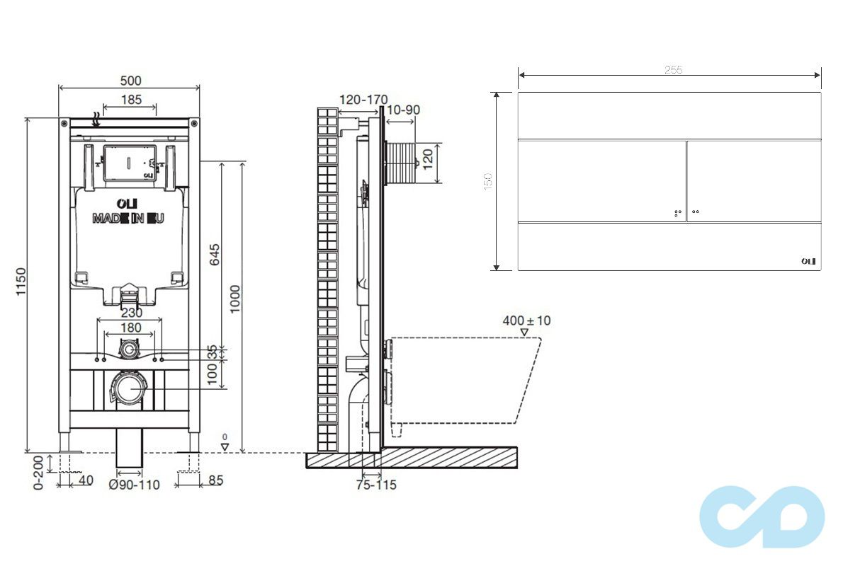 креслення Комплект 3 в 1 Oli 80 Diamante Evo 600174