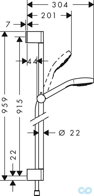 креслення Душовий набір Hansgrohe Croma Select S 26572400