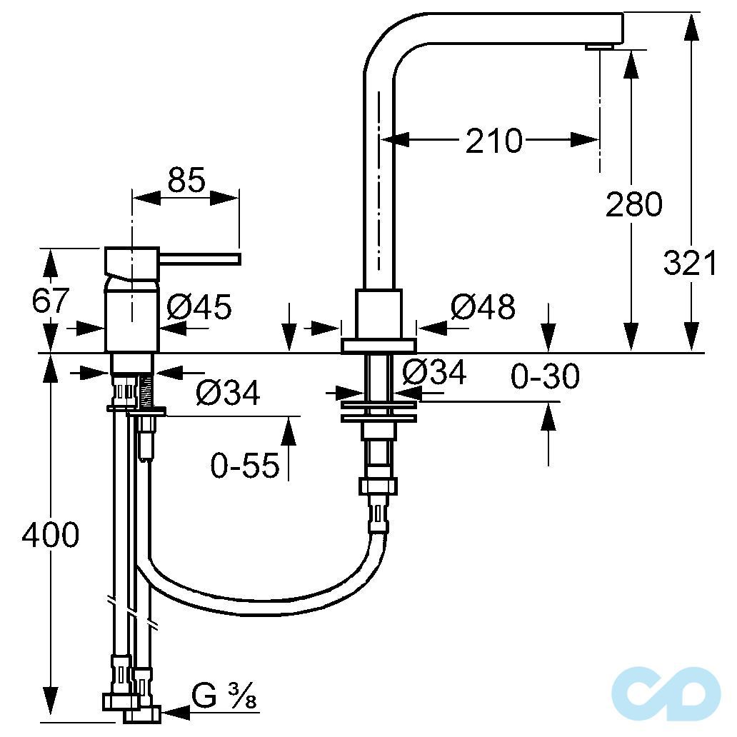 розмір змішувач для кухні kludi l-ine 428540577