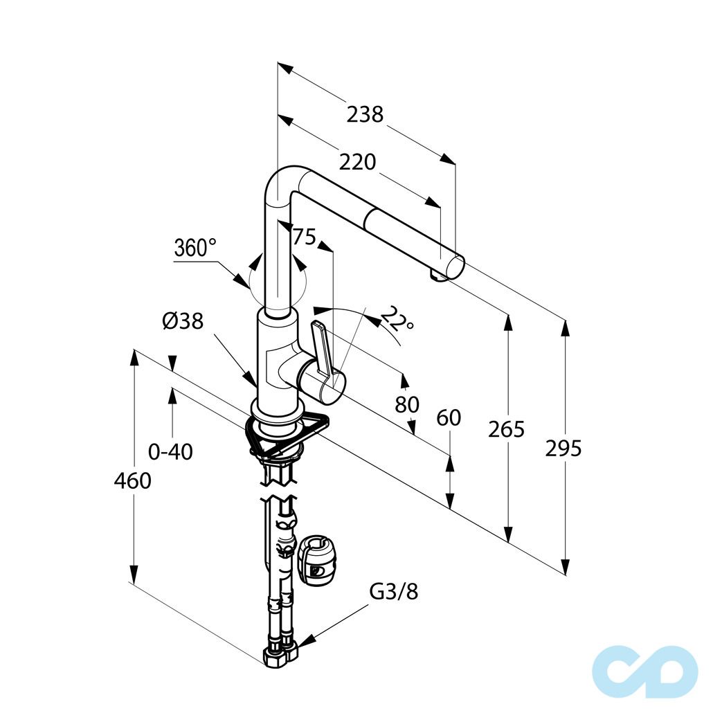 розмір змішувач для кухні kludi l-ine s 408510575