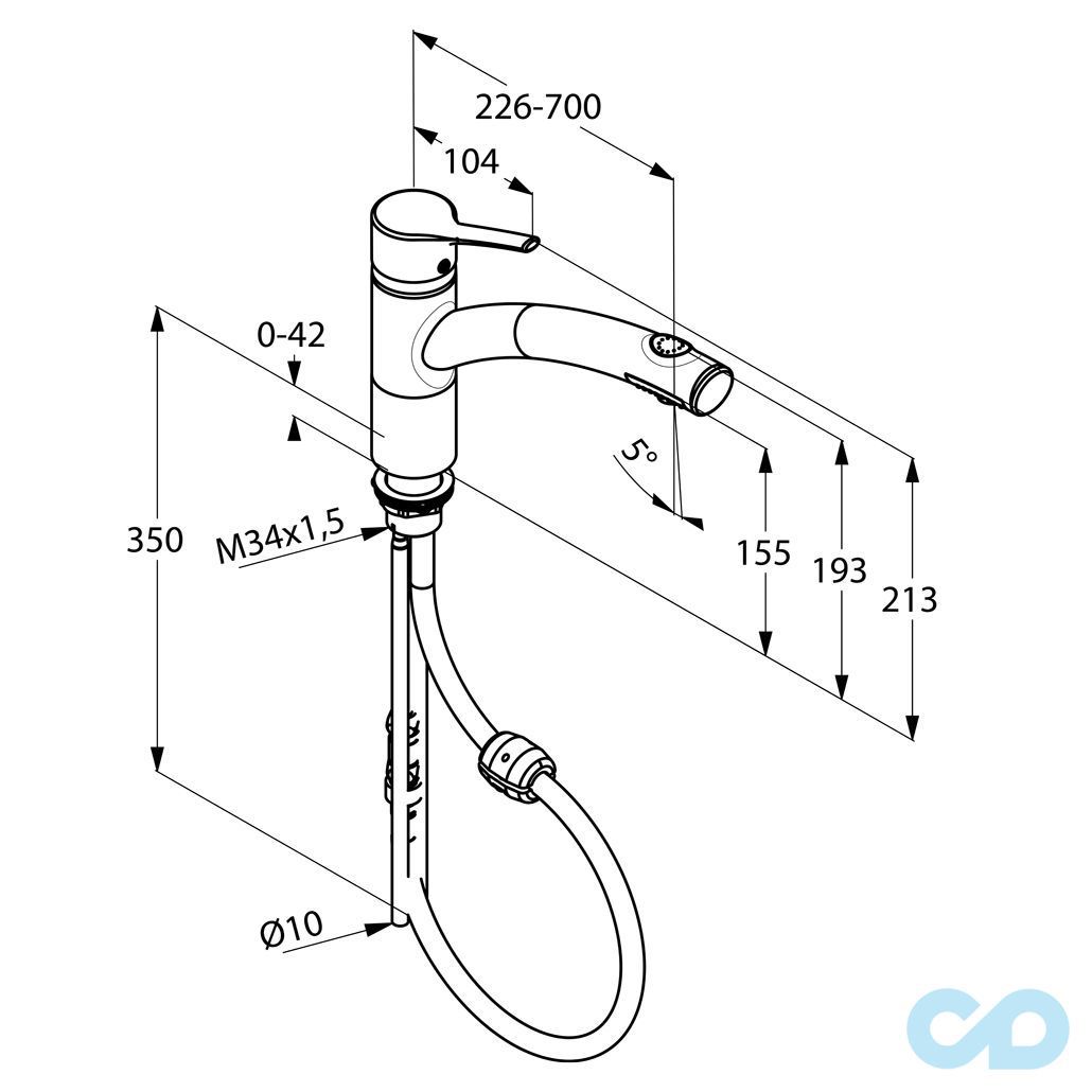 розмір змішувач для кухні kludi trendo 335810575