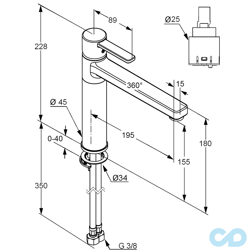 розміри змішувач для кухні kludi zenta 389840575