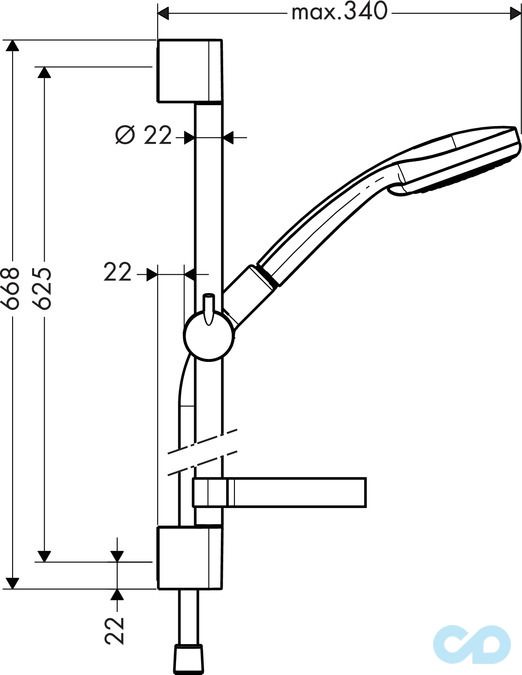 креслення Душовий набір Hansgrohe Croma 100 27717000
