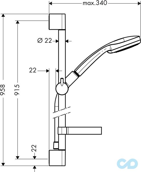 чертеж Душевой набор Hansgrohe Croma 100 27724000