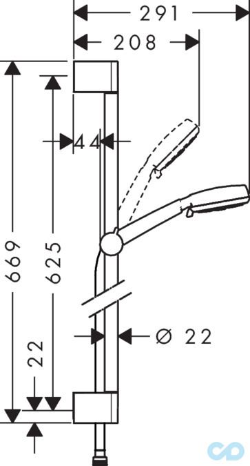 чертеж Душевой набор Hansgrohe Crometta 100 Multi 26650400