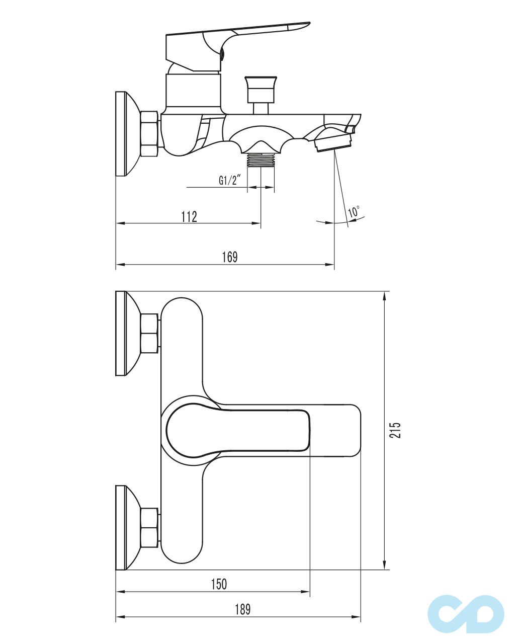 розмір змішувач для ванни і душа imprese kucera 10105